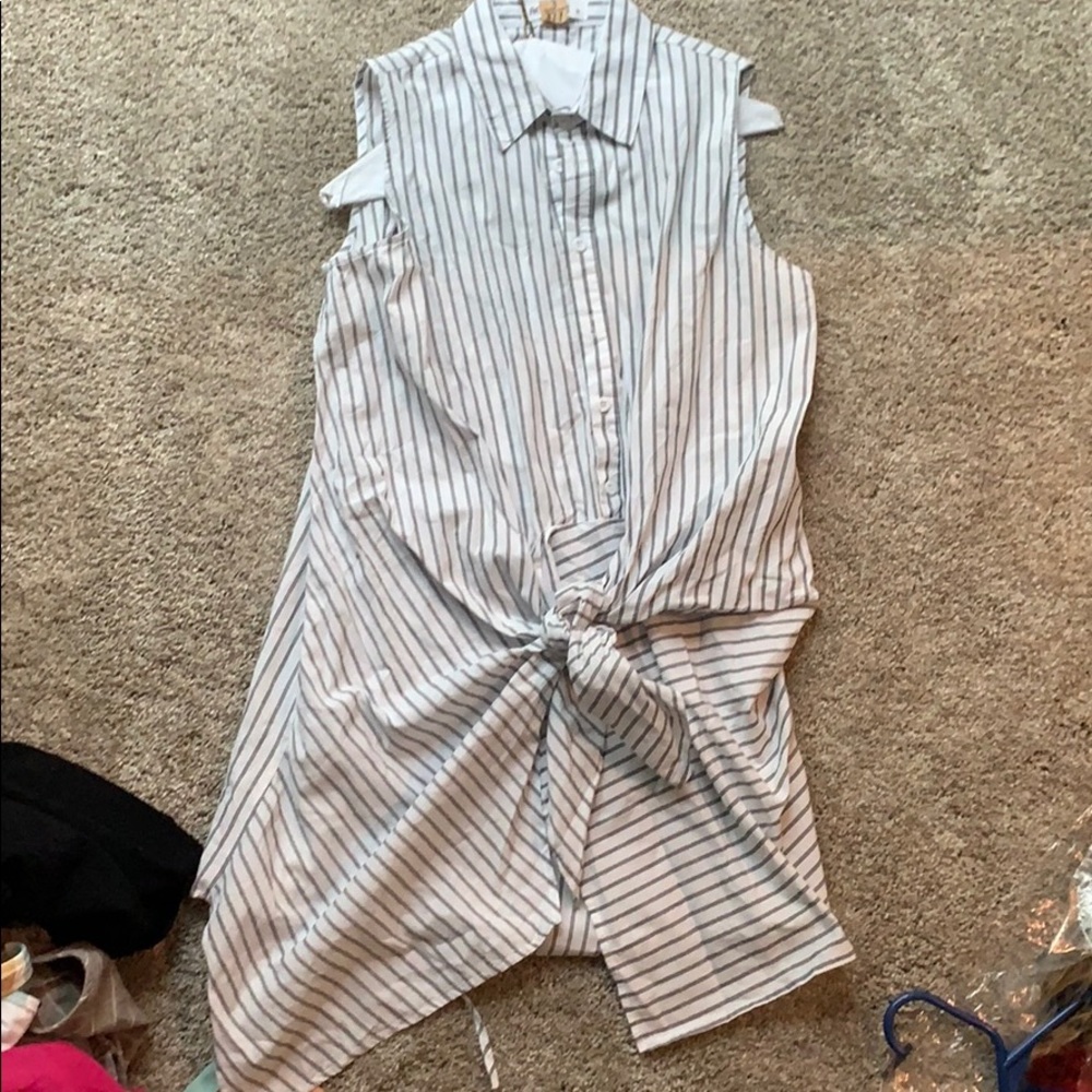 High low striped shirt